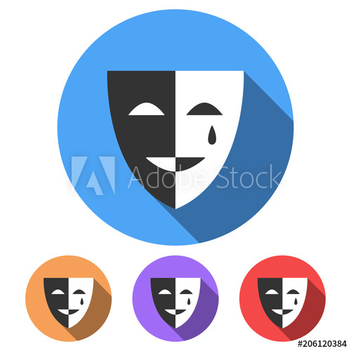 500x500 Simple, Flat, Circular, Black And White Dramatheatre Mask Icon