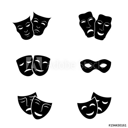 500x500 Classic Theatre Mask Icon Set Vector Art