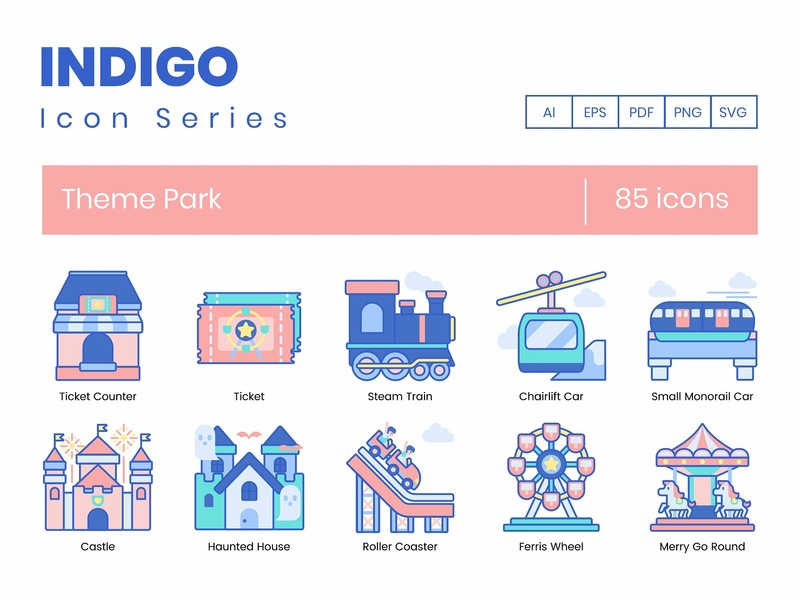 800x600 Theme Park Icons Indigo Series