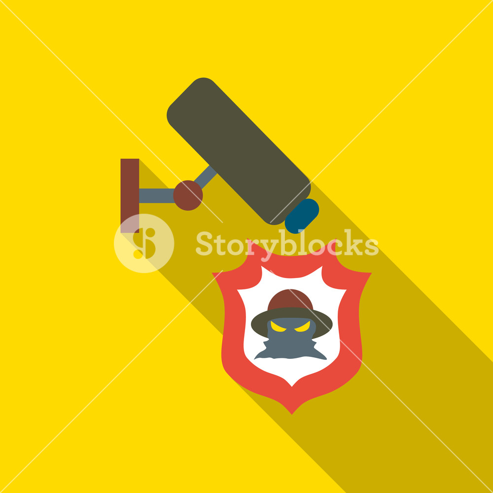 1000x1000 Camera Protection From Thief Icon Flat Illustration Of Camera