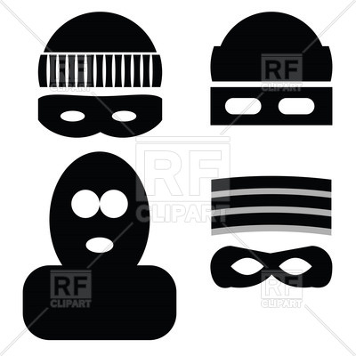 400x400 Thief Mask Icons Vector Image Of Silhouettes, Outlines