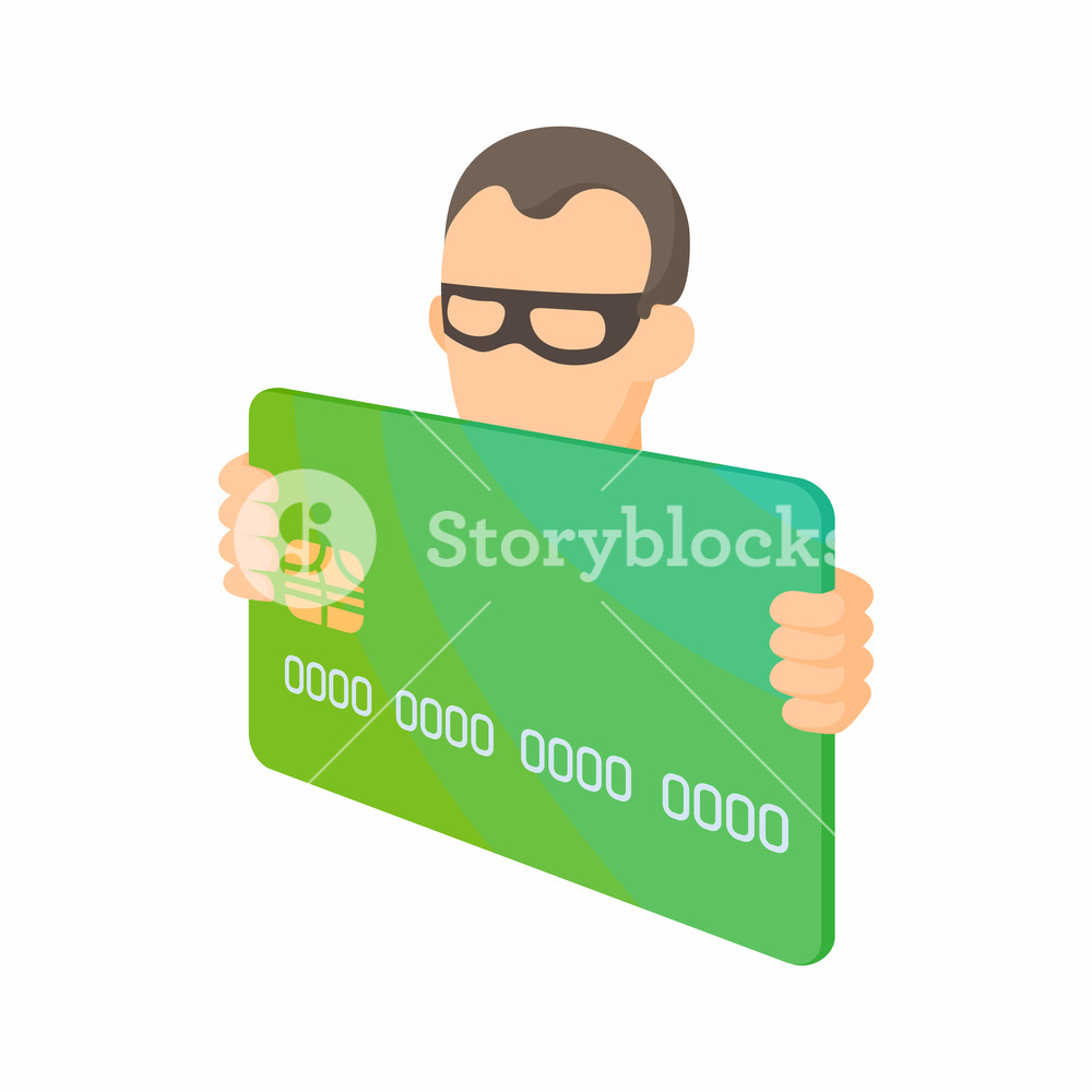 1000x1000 Credit Card Thief Icon In Cartoon Style On A White Background