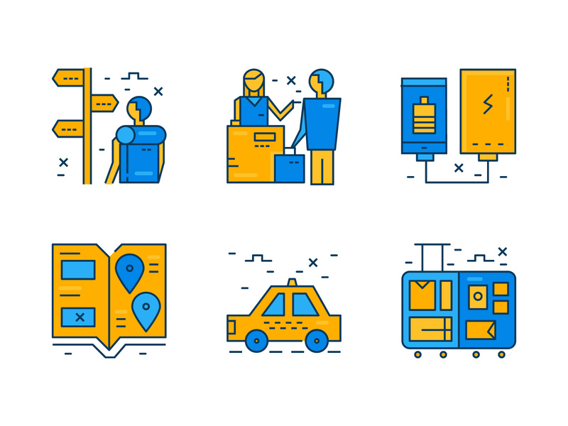 800x600 Travel Flat Thin Line Icons !!