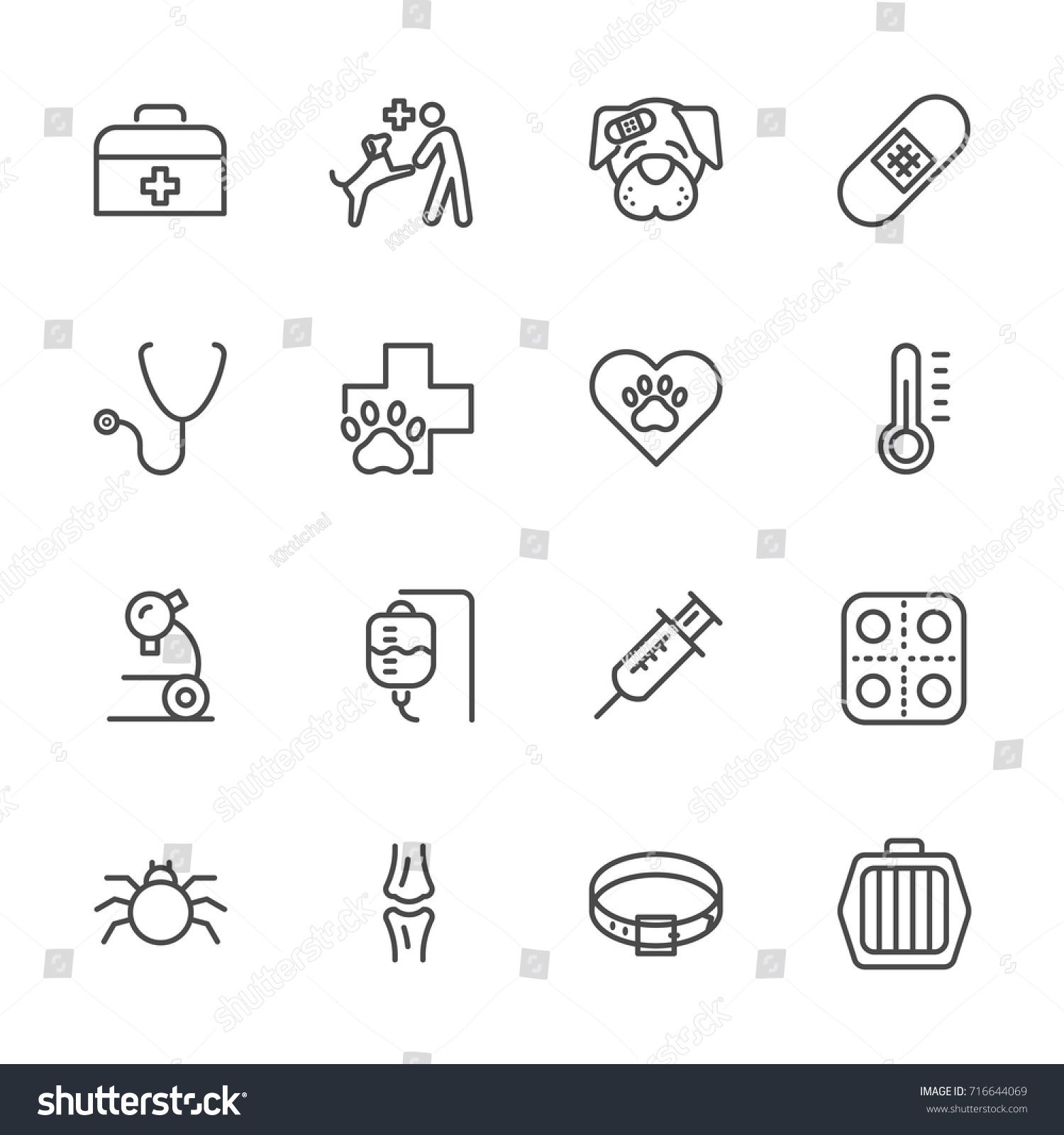 1500x1600 Vet Clinic, Simple Thin Line Veterinary Medicine Icons Set Vector