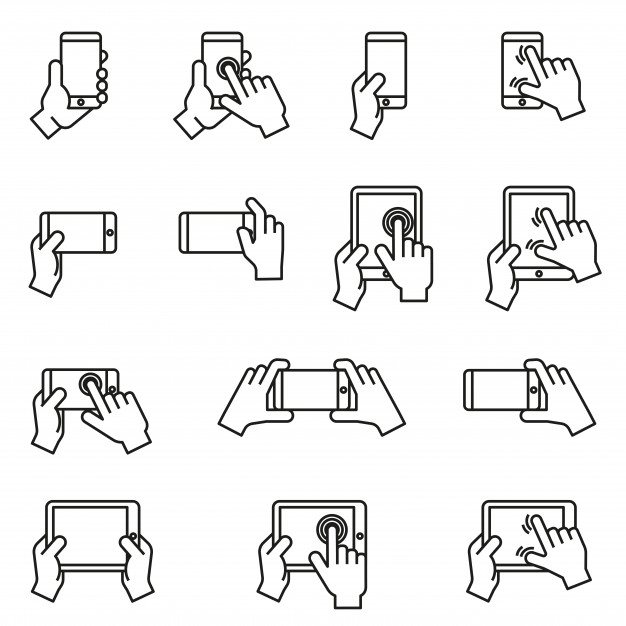 626x626 Hands Holding Smartphone And Tablet Icon Set With White Background