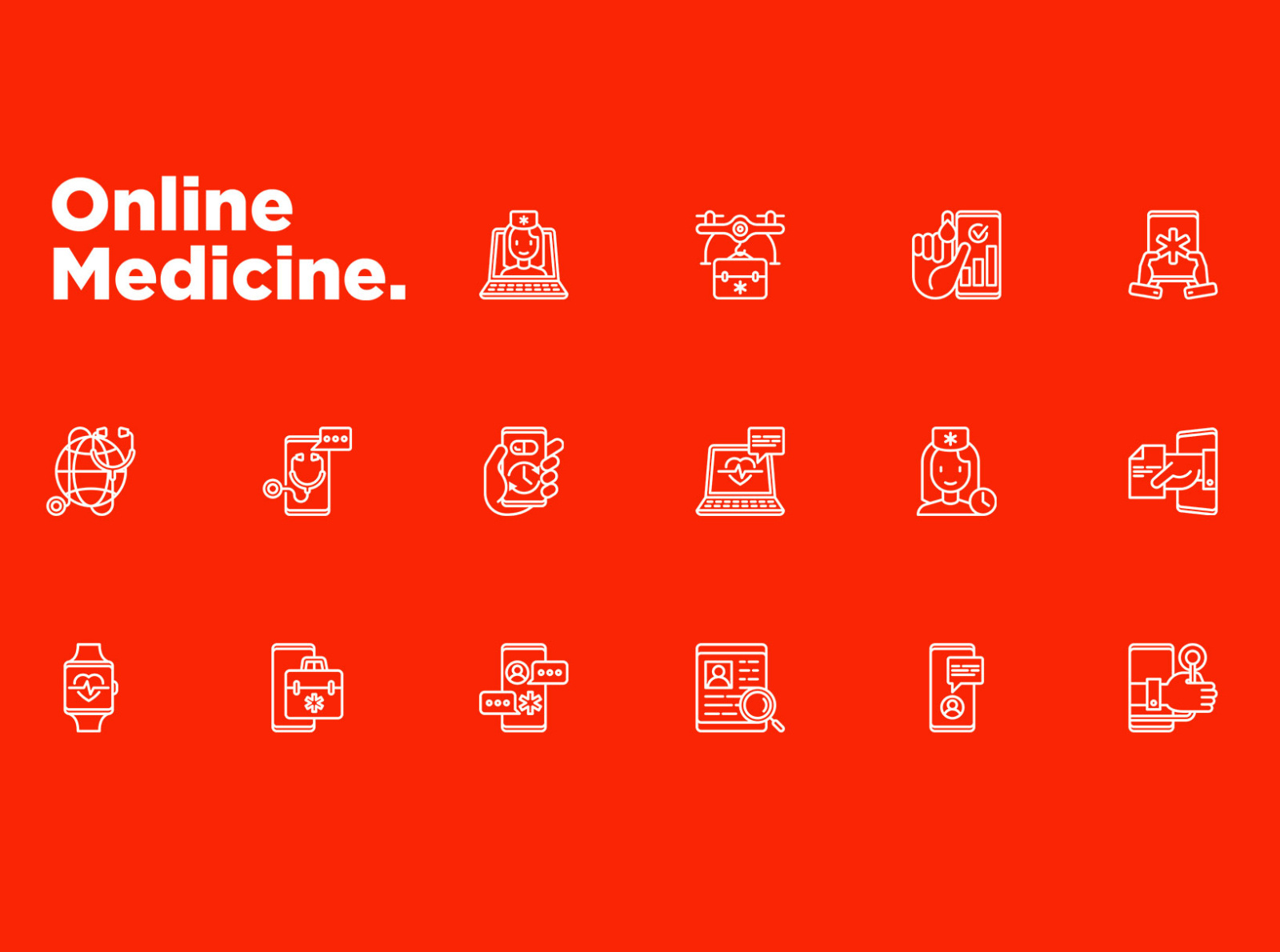 1600x1190 Online Medicine Thin Line Icons Set