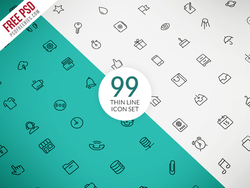 800x600 Thin Line Icon Set Freebie
