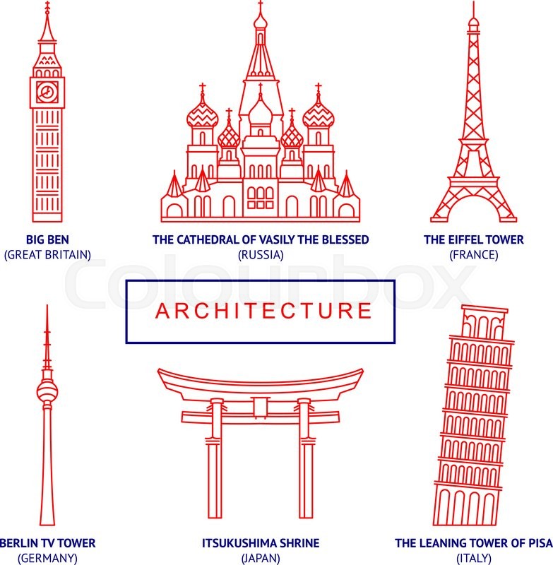 783x800 World Famous Buildings, Vector Thin Stock Vector Colourbox