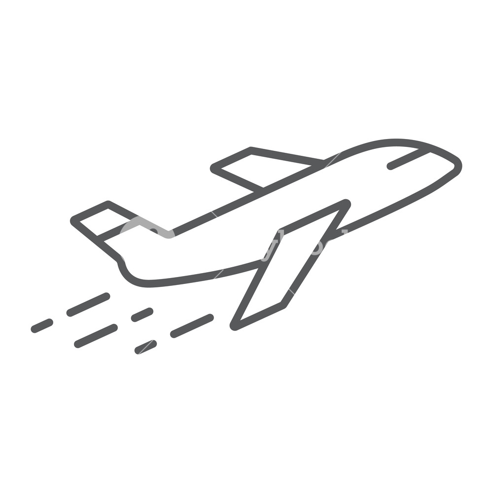 1000x1000 Airplane Thin Line Icon, Aircraft And Travel, Plane Sign, Vector
