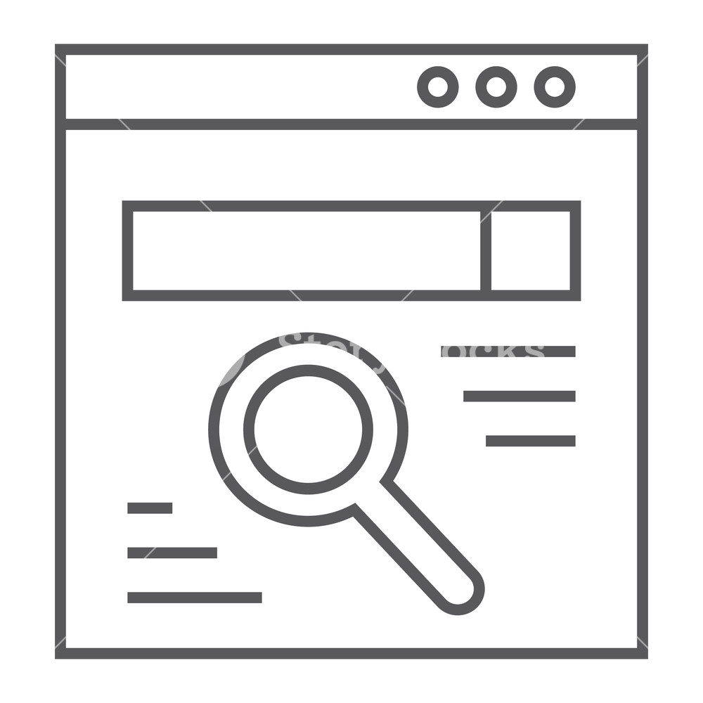 1000x1000 Browser Thin Line Icon, Webpage And Internet, Search Sign, Vector