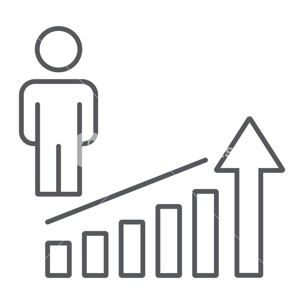 1000x1000 Career Rise Thin Line Icon, Work And Progress, Person Success Sign