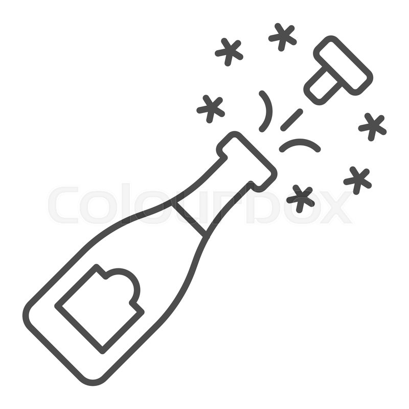 800x800 Champagne Bottle Open Thin Line Icon Stock Vector Colourbox