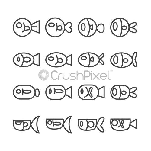 500x500 Fish Icon Outline And Thin Line Icons On Isolated White, Stock