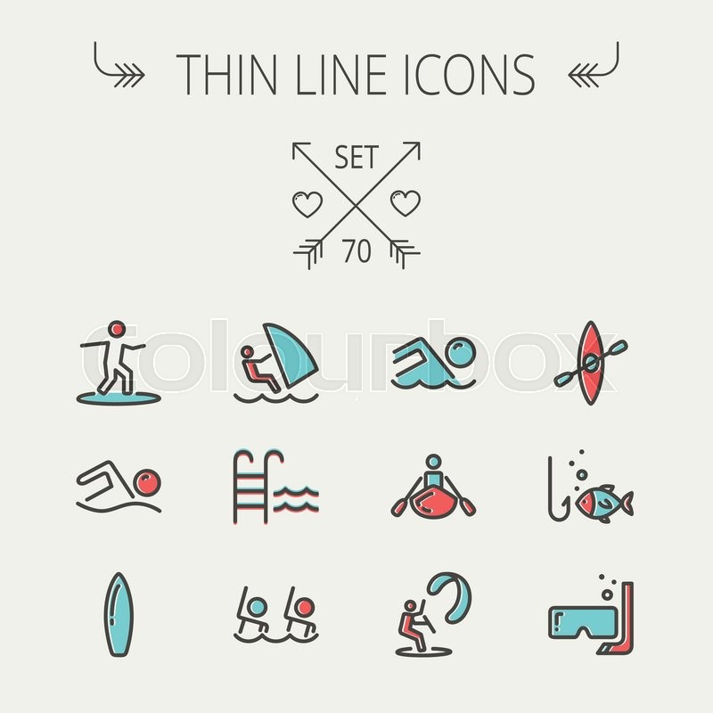 800x800 Sports Thin Line Icon Set For Web And Stock Vector Colourbox