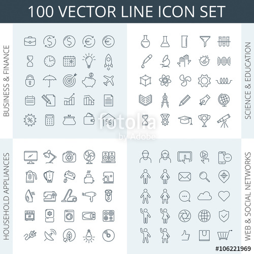 500x500 Vector Thin Line Icon Set Business Icons, Education Icons