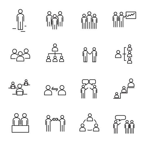 490x490 Working People And Organization Thin Line Icon Set Vector Sign