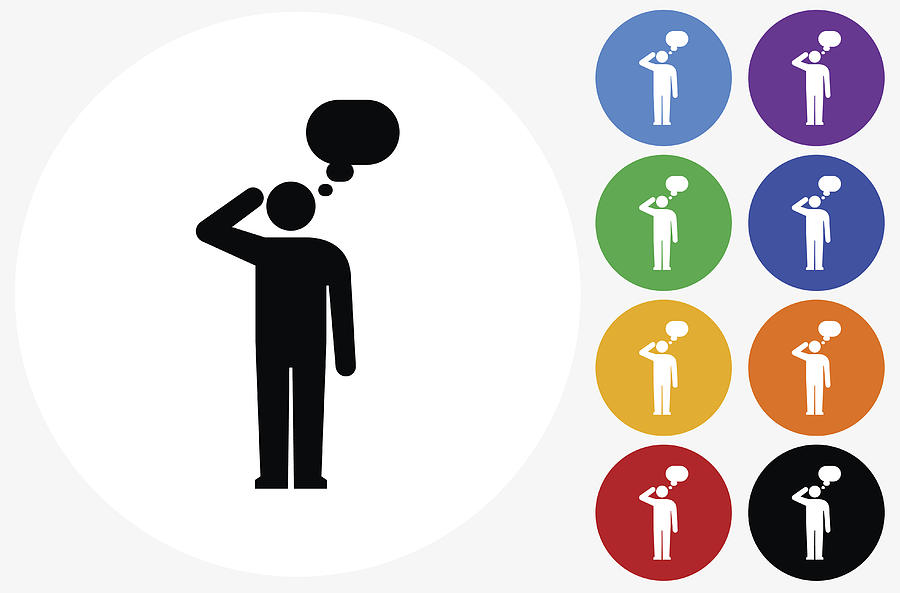 900x593 Man Silhouette Thinking Icon On Flat Color Circle Buttons