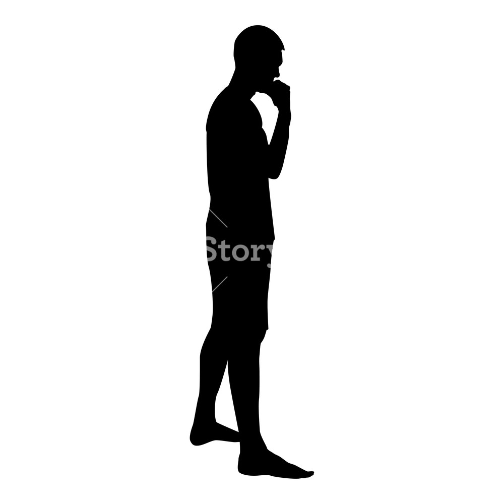 1000x1000 Thinking Man Standing Silhouette Pensive Person Side View Icon