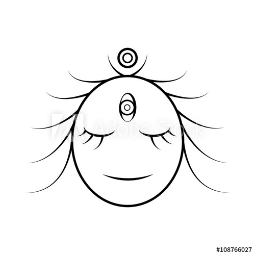 500x500 Icon Girl Psychic, Third Eye Mystical Vector Illustration
