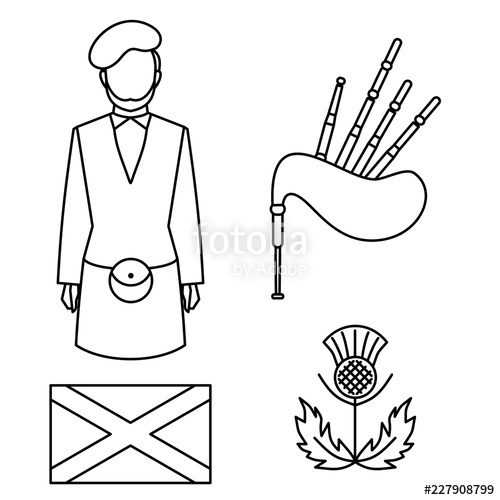 500x500 Line Symbol Of Scotland, United Kingdom Sightseeing Travel Icon