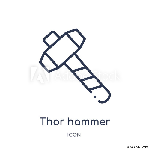 500x500 Thor Hammer Icon From Weapons Outline Collection Thin Line Thor