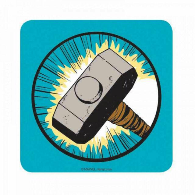 640x640 Thor Hammer Icon Coaster Retro Drinks Mat Marvel Comics Avengers