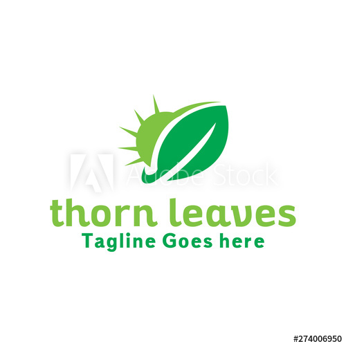 500x500 Thorn Leaves Logo Design With Flat Green Style Color Concept