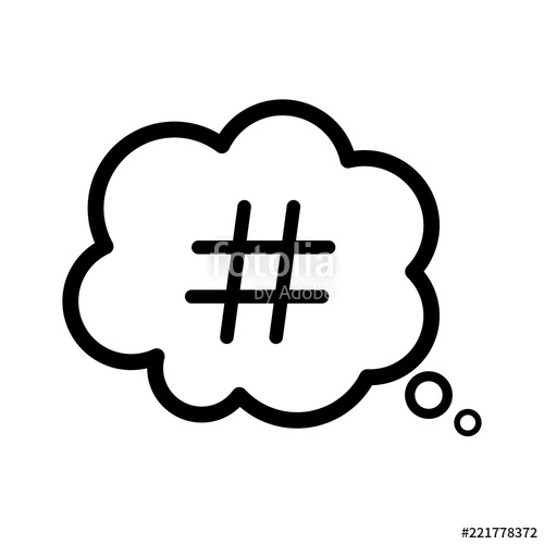 500x500 Hashtag Logo In Thought Bubble Icon Dream Bubble Symbol Icon