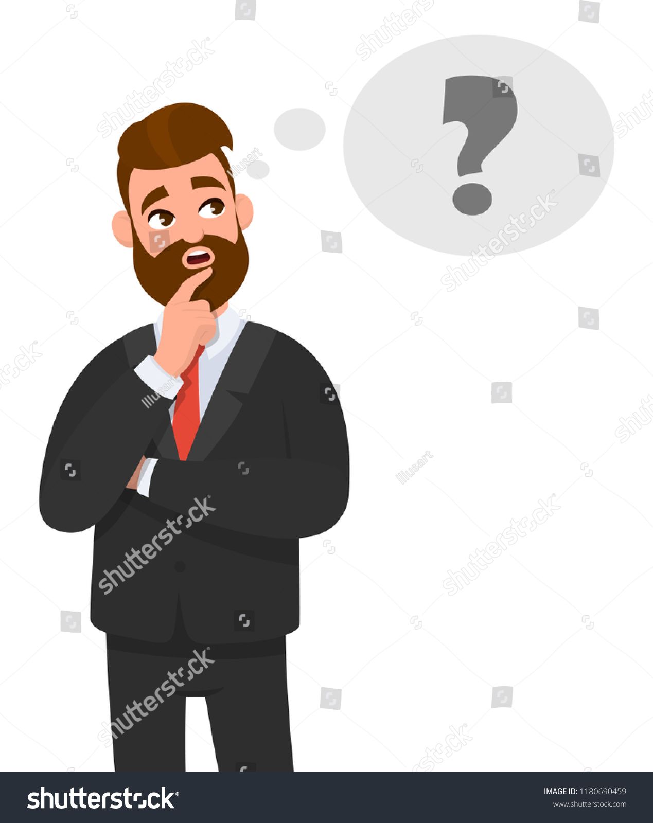 Thoughtful Young Business Man Thinking Question Mark Icon 1269x1600 Thoughtful Young Business Man Thinking Question Mark Icon