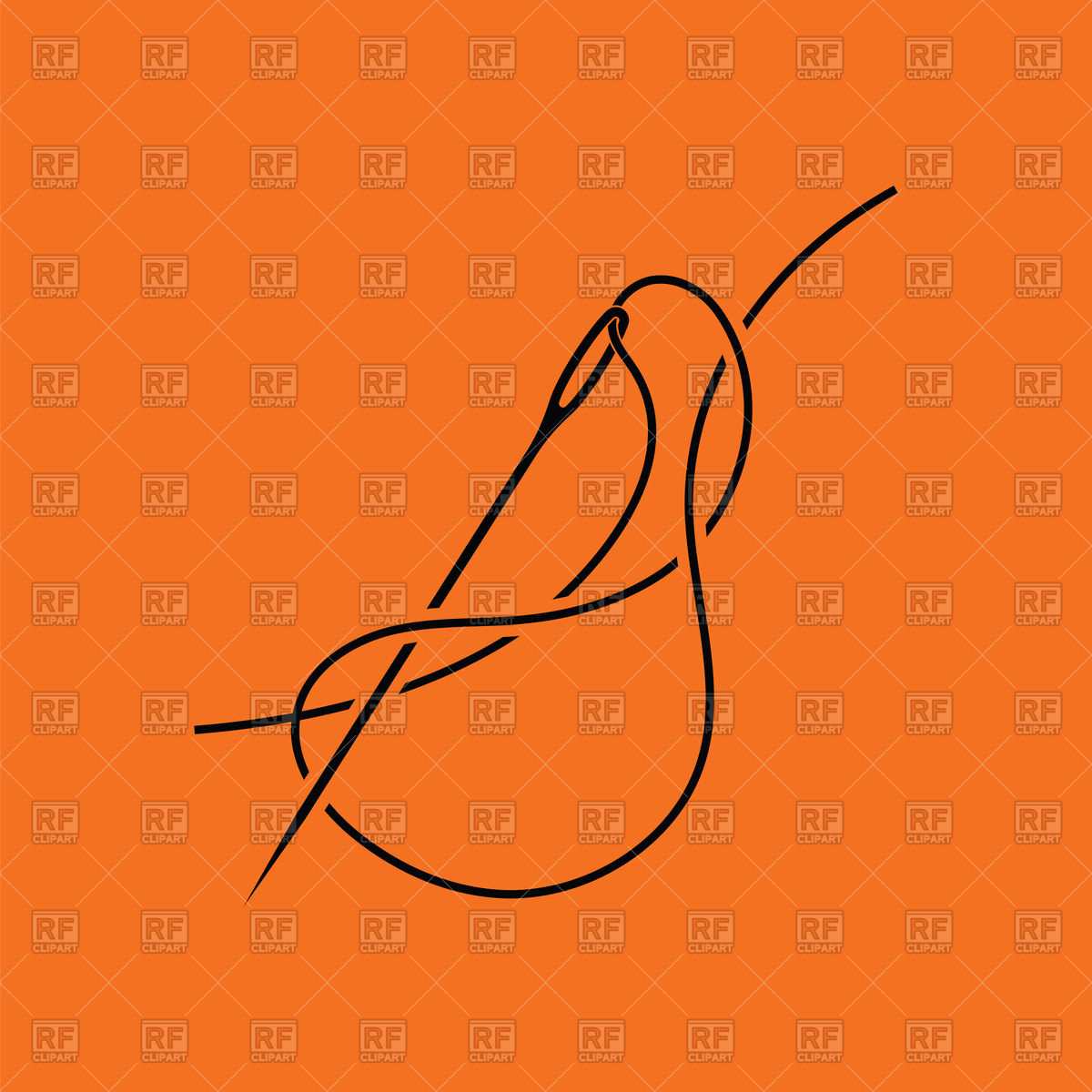 1200x1200 Sewing Needle With Thread Icon On Orange Background Vector Image