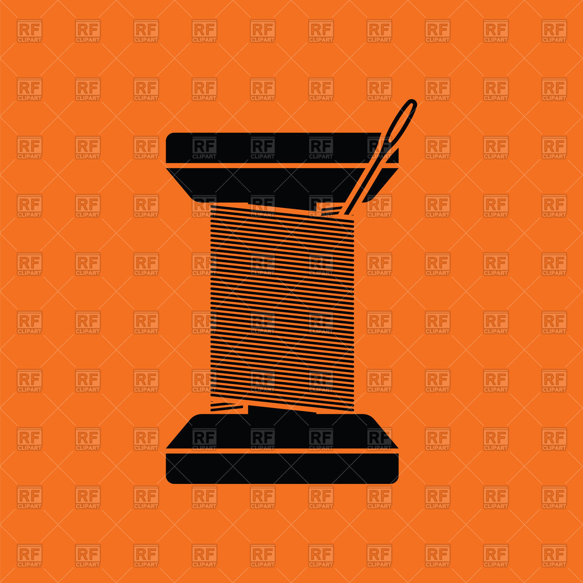 1200x1200 Sewing Reel With Thread Icon On Orange Background Vector Image