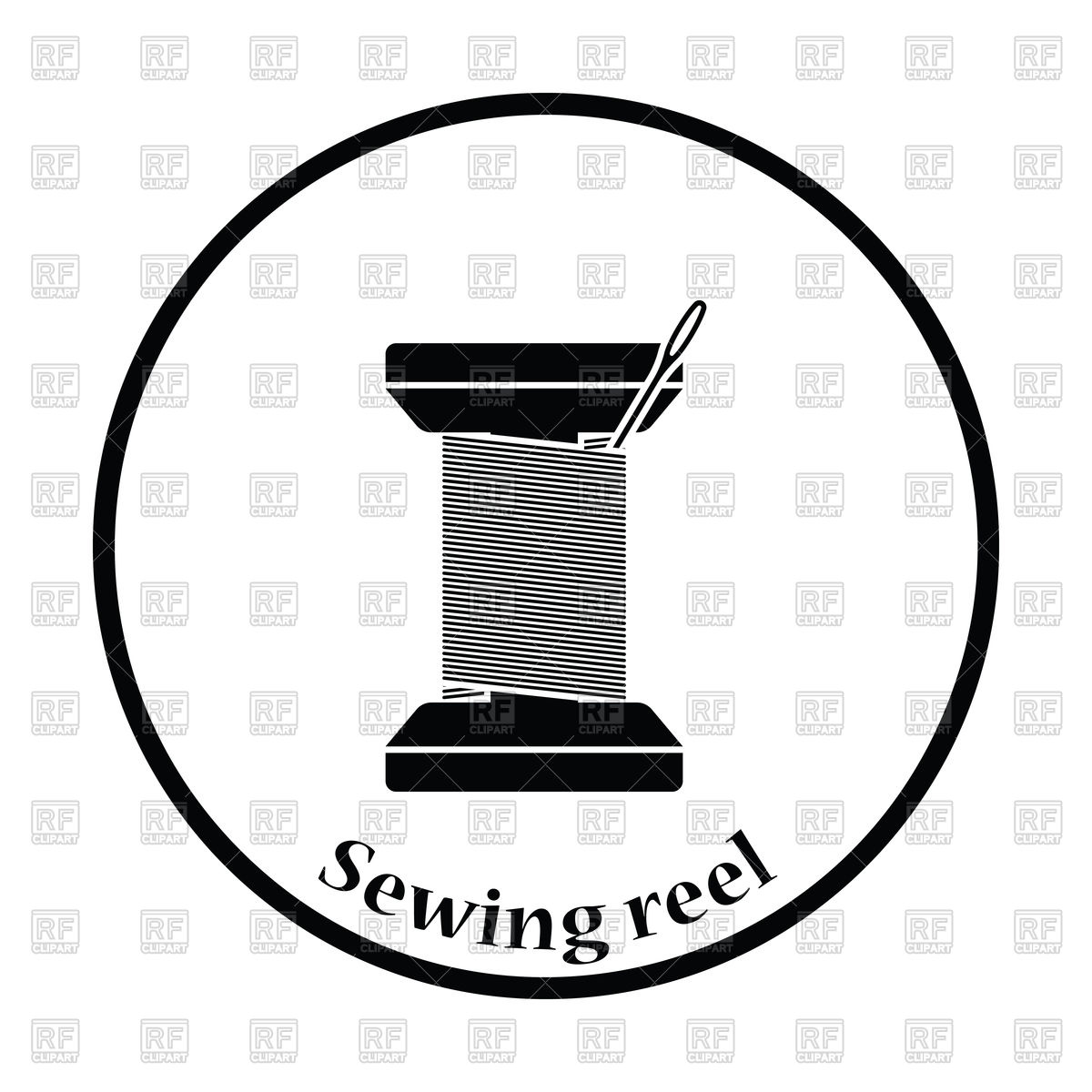 1200x1200 Thin Circle Design Of Sewing Reel With Thread Icon Vector Image