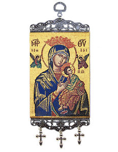 232x300 Madonna And Child Perpetual Help Tapestry Icon Banner With Three
