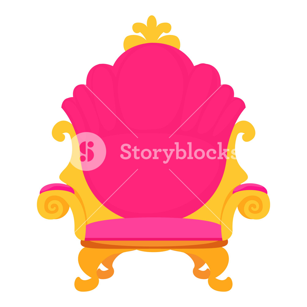1000x1000 Pink Royal Princess Throne Icon Cartoon Illustration Of Pink