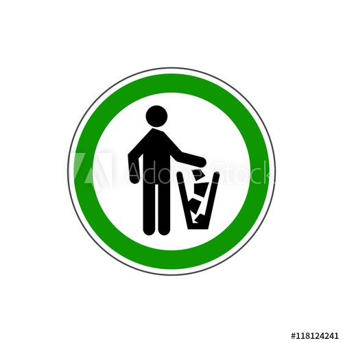 500x500 Stop! Throw Away Trash Vector The Icon With A Green Contour
