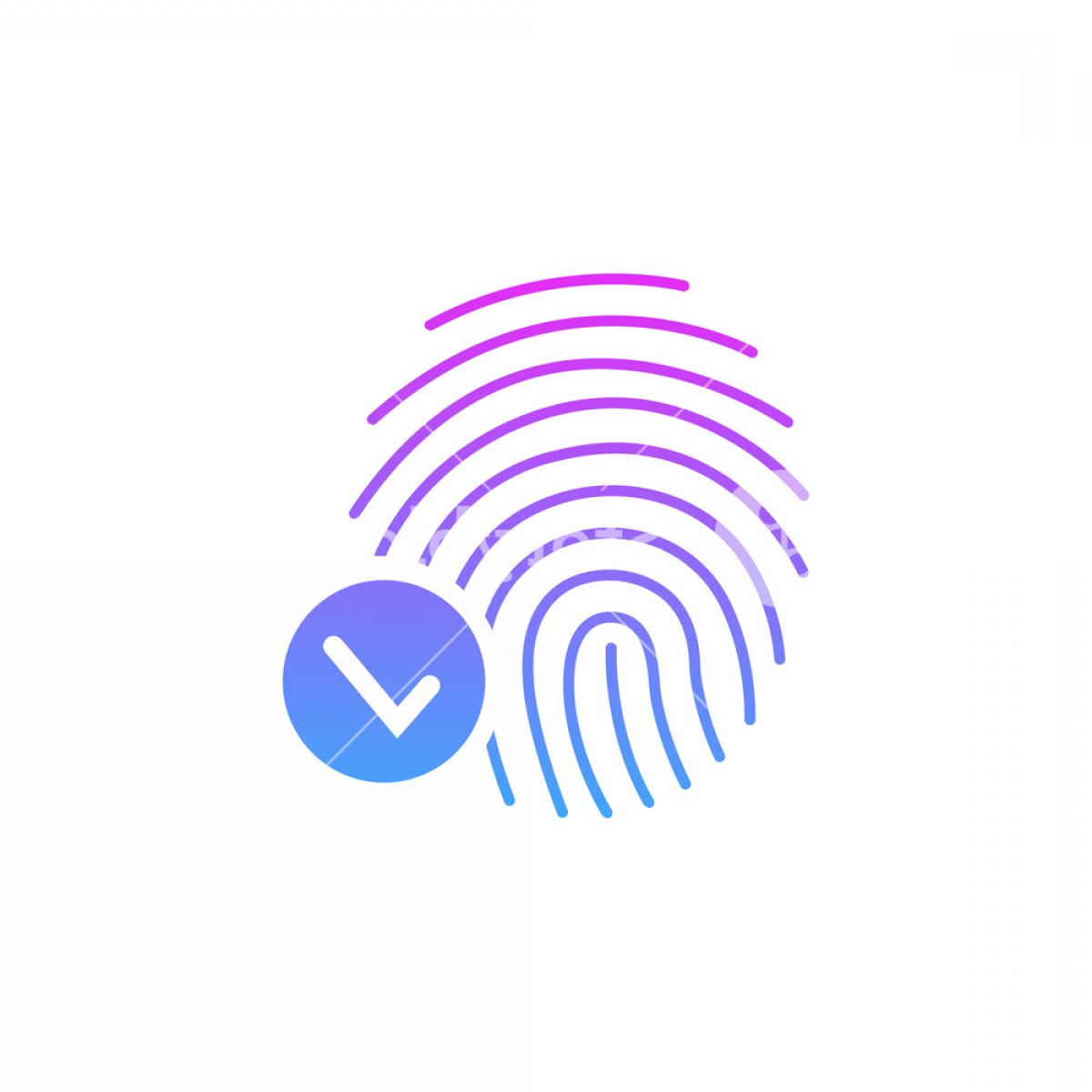 1200x1200 Fingerprint Success Icon Thumbprint With Checkmark Vector