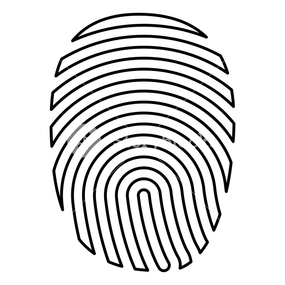 1000x1000 Fingerprint Icon Black Color Vector Illustration Flat Style