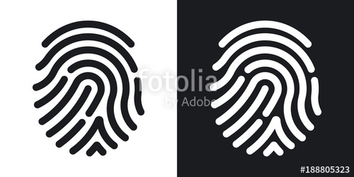 500x250 Fingerprint Icon Simple Vector Illustration On Black And White