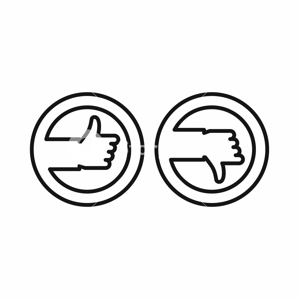1000x1000 Thumbs Up And Down Buttons Icon In Outline Style On A White