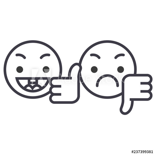 500x500 Thumbs Up, Down Emoji Concept Line Editable Vector Concept Icon