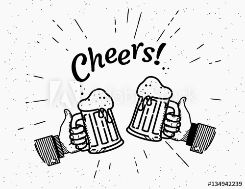 500x385 Two Hands With Thumbs Up Symbol Icon Of Cold Beer Glasses Retro