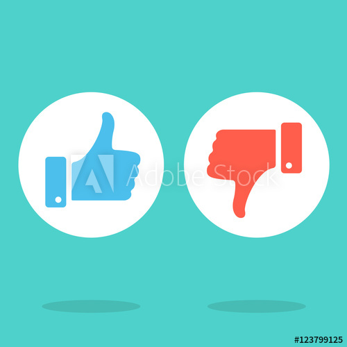 500x500 Like And Dislike Round Icons Set Blue Thumbs Up And Red Thumbs