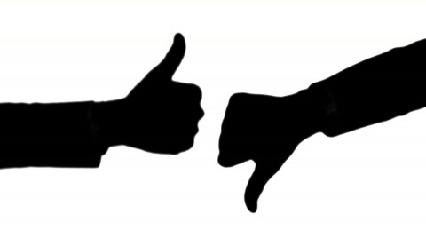 480x268 Thumbs Up And Down Silhouette White