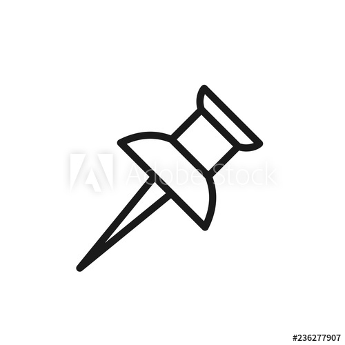 500x500 Black Isolated Outline Icon Of Thumbtack On White Background Line