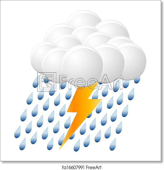 561x581 Free Art Print Of Icon Of Rain And A Thunderstorm Icon Of Rain