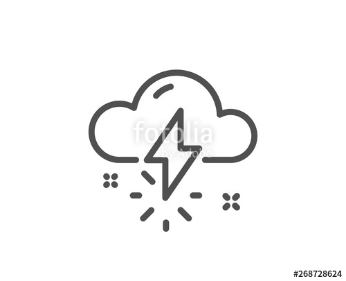 500x405 Thunderstorm Weather Line Icon Thunderbolt With Cloud Sign Bad