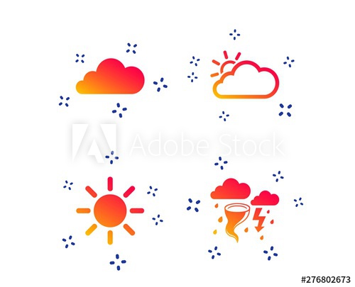 500x405 Weather Icons Cloud And Sun Signs Storm Or Thunderstorm