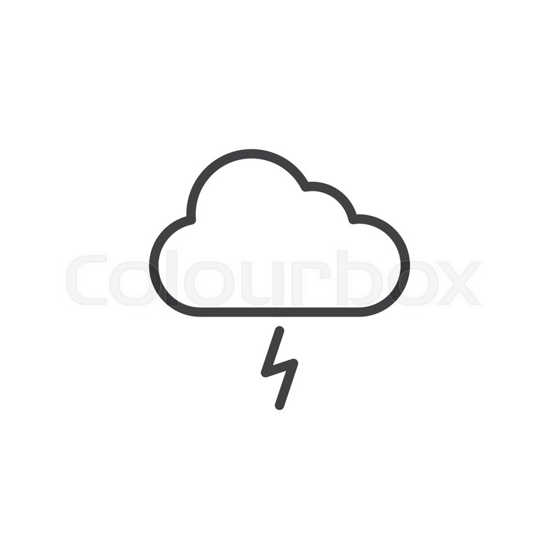 800x800 Cloudy Thunderstorm Weather Outline Stock Vector Colourbox