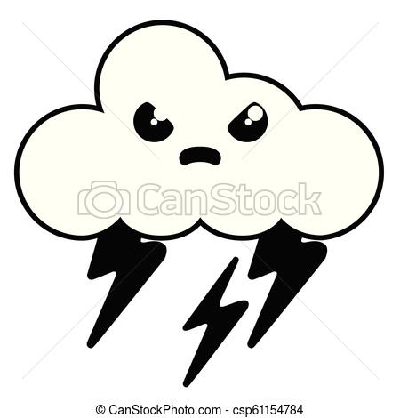 450x470 Cute Angry Thunderstorm Weather Icon Vector Illustration Design