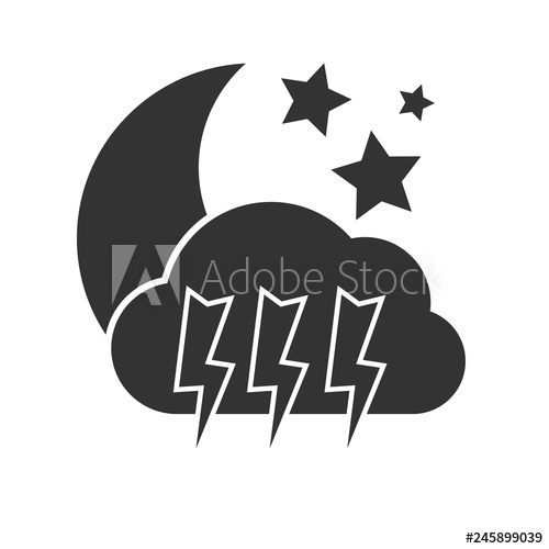 500x500 Dark Night Thunderstorm Weather Icon On Background